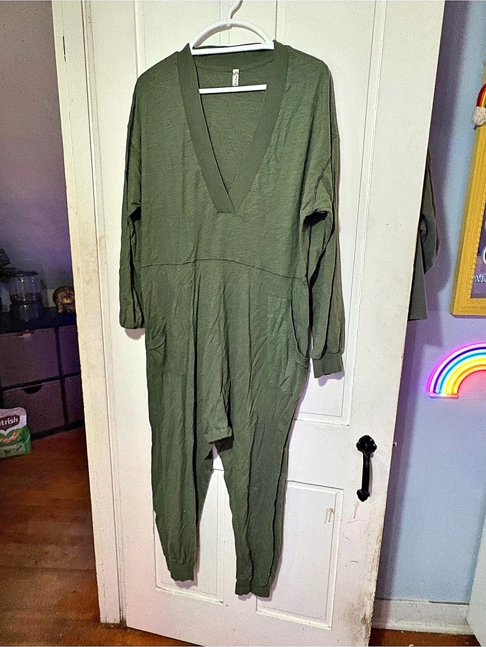 Free People Green Long Sleeve Jumpsuit